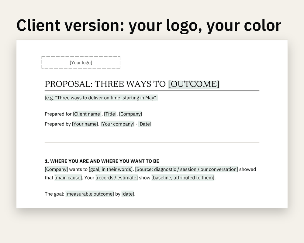 Preview 1 of 3: page of the Three-Tier Proposal client version