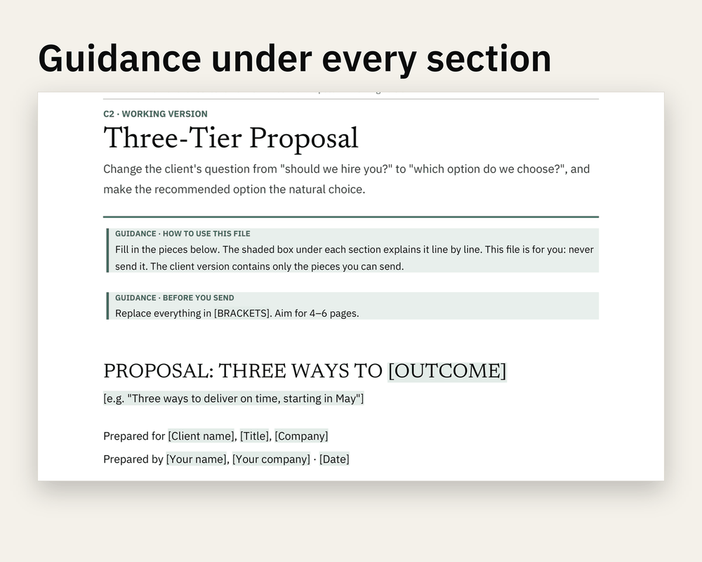 Preview 2 of 3: page of the Three-Tier Proposal client version