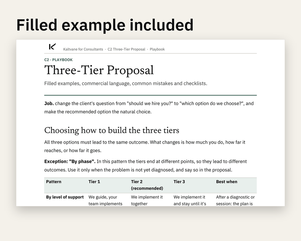 Preview 3 of 3: page of the Three-Tier Proposal client version