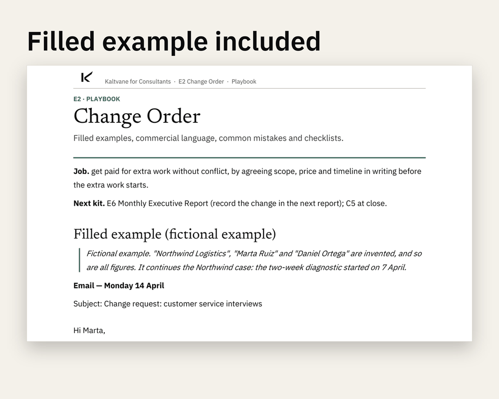 Preview 3 of 3: page of the Change Order client version