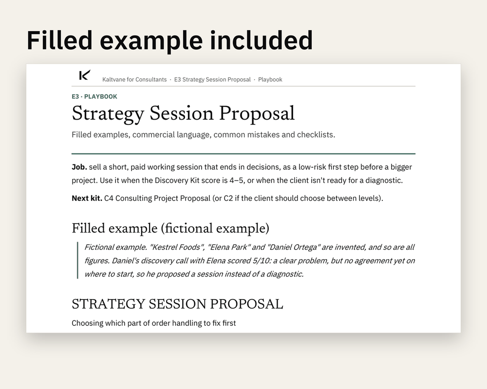 Preview 3 of 3: page of the Strategy Session Proposal client version