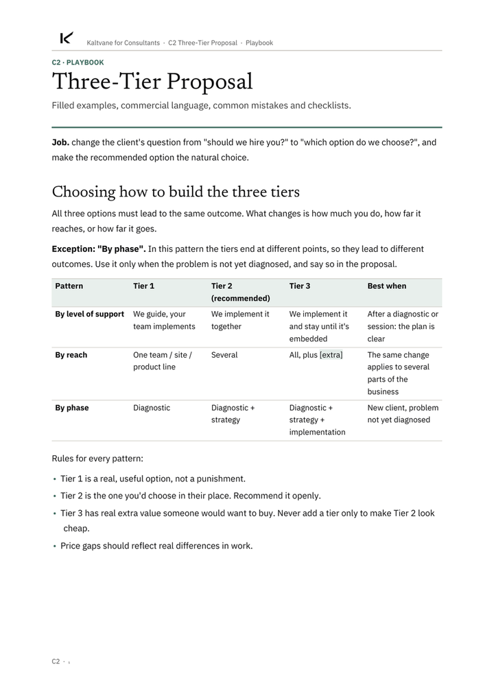 First page of the playbook of C2.